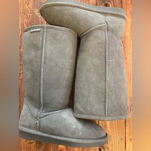 Bearpaw Girls  Emma Tall Youth Gray Suede Pull On Winter & Snow Boots NWT